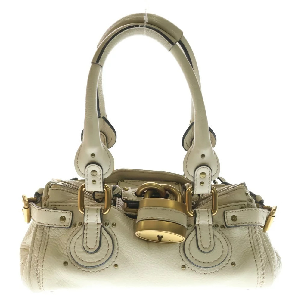 Chloe Paddington Padlock Leather Handbag Ivory White